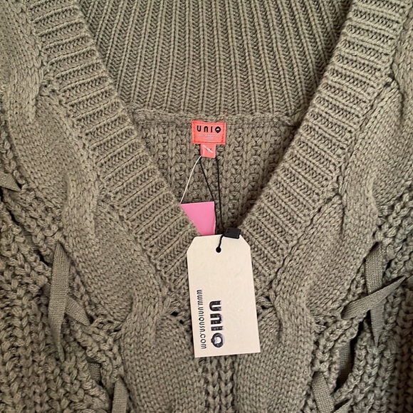 Olive Green V Neck Sweater. NWT - Picture 2 of 3